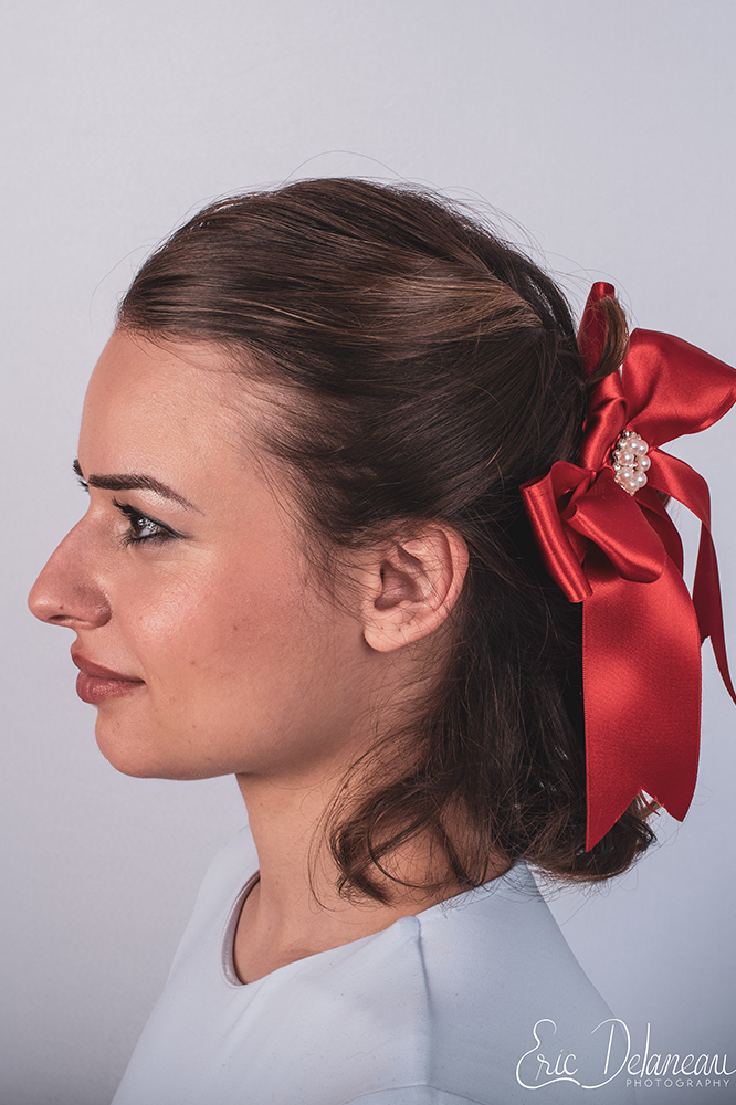 noeud baroque satin rouge made in france accessoire cheveux