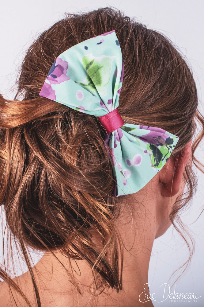 noeud pour cheveux made in france vert lagon