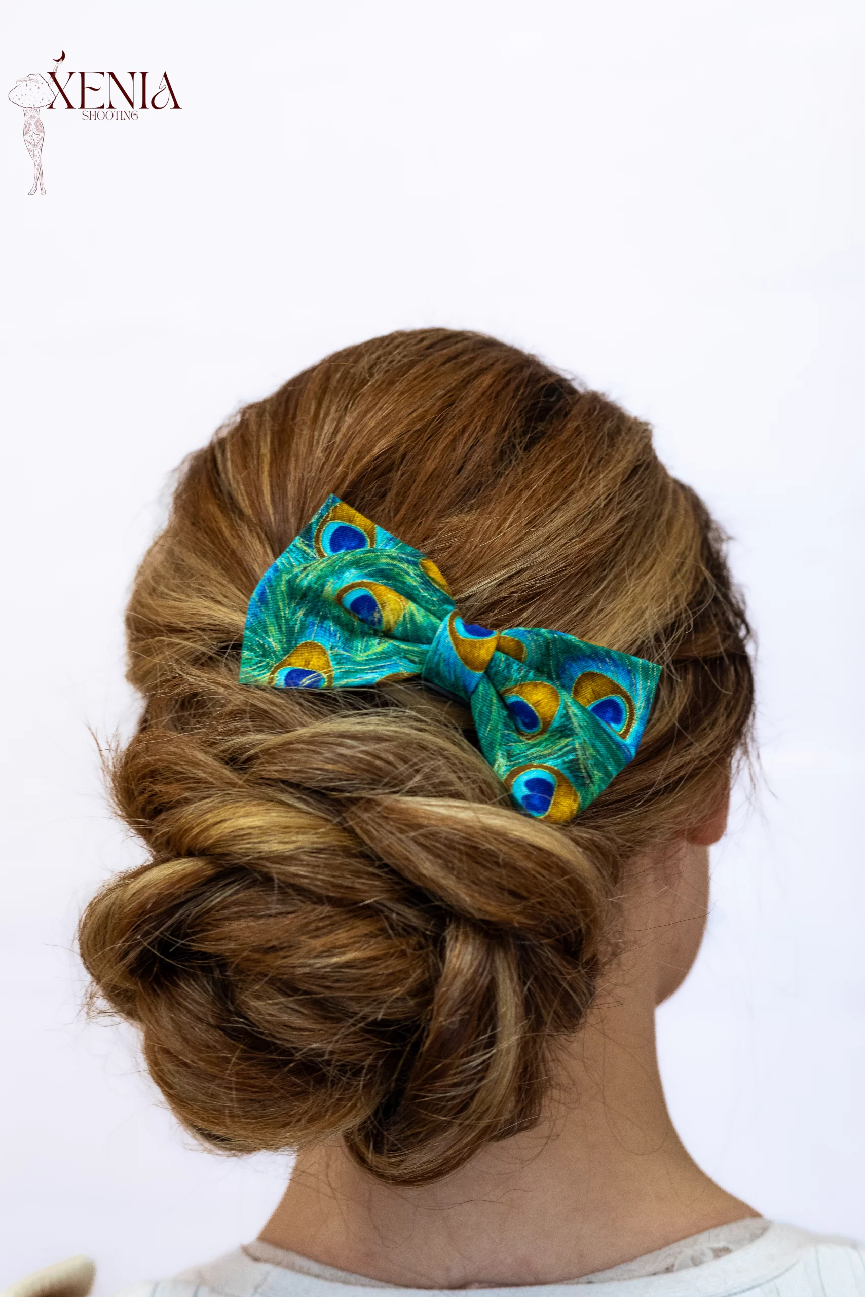 noeud-pour-cheveux-imprime-paon-made-in-france noeud pour cheveux made in france imprimé paon