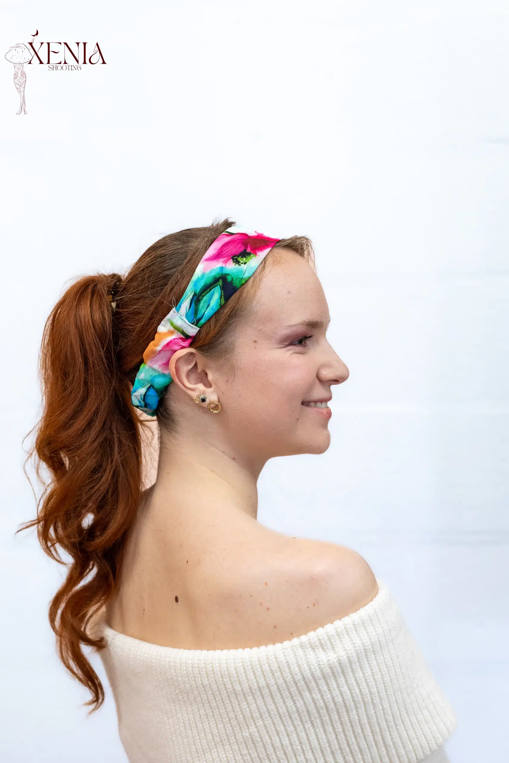 bandeau cheveux vert à fleurs made in france