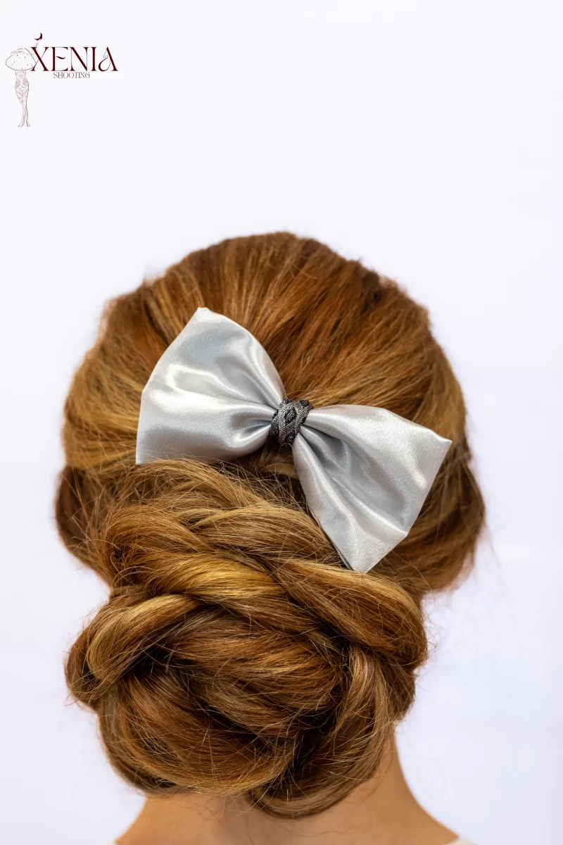 noeud pour cheveux en satin gris clair accessoire made in france