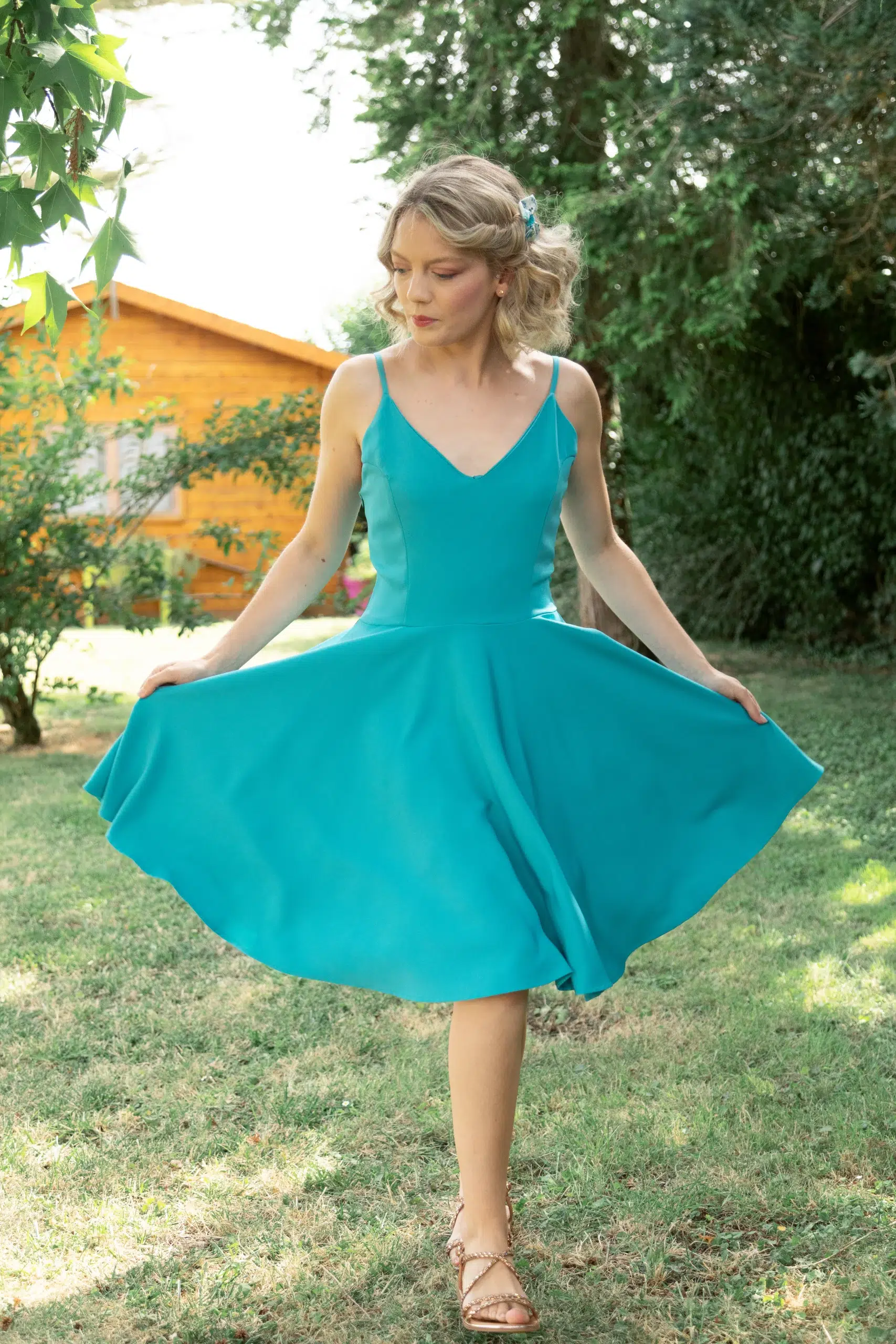 green women's dress made in France summer