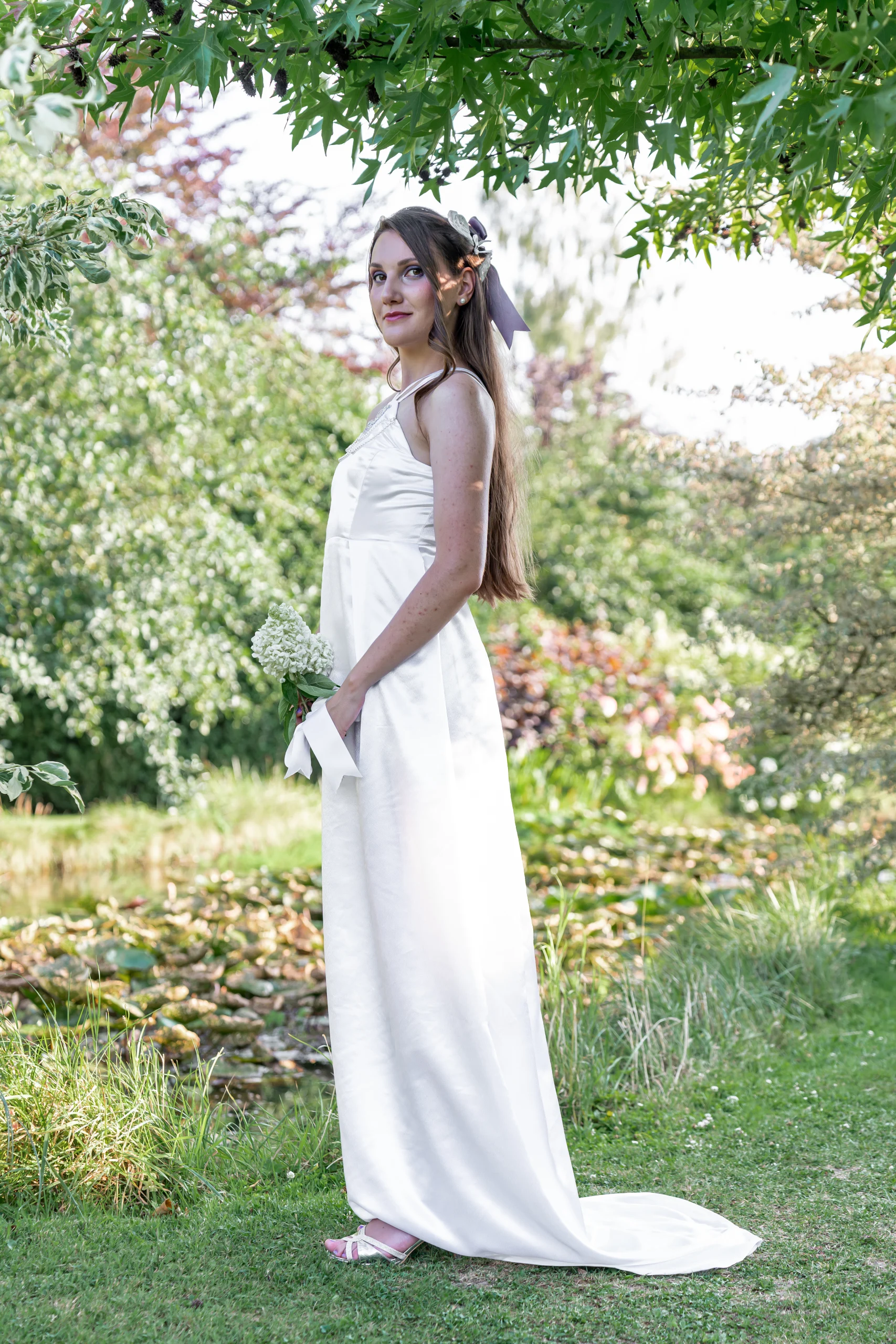 robe-de-mariee-vintage-art-nouveau-made-in-france-satin robe de mariée vintage romantique art nouveau satin blanc made in france