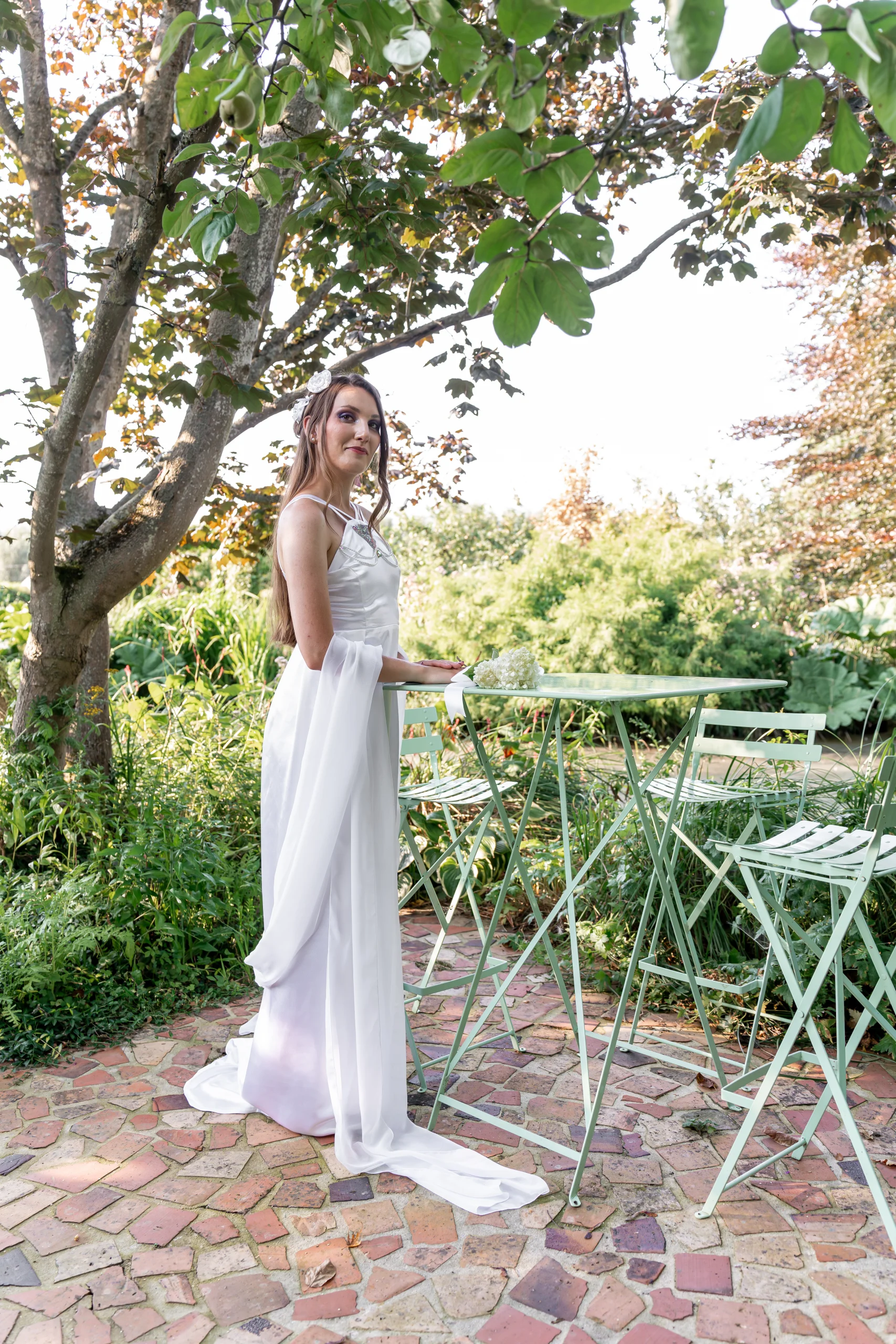 robe-de-mariee-vintage-art-nouveau-romantique-made-in-france robe de mariée vintage romantique art nouveau satin blanc made in france