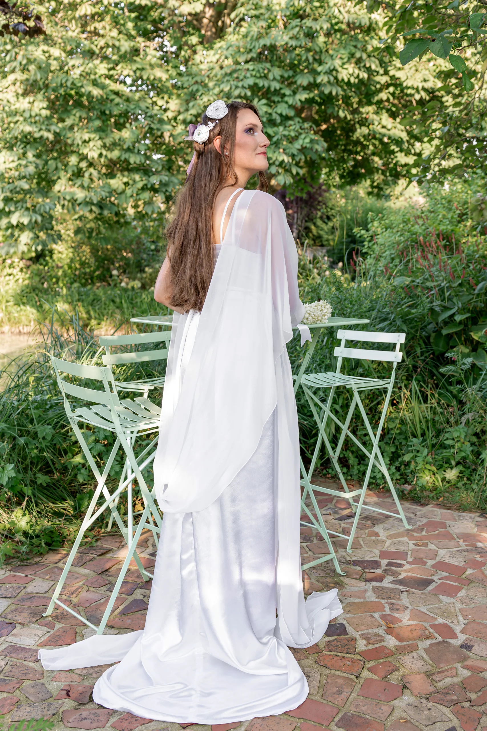 robe-de-mariee-vintage-romantique-satin-blanc-made-in-france-art-nouveau robe de mariée vintage romantique art nouveau satin blanc made in france