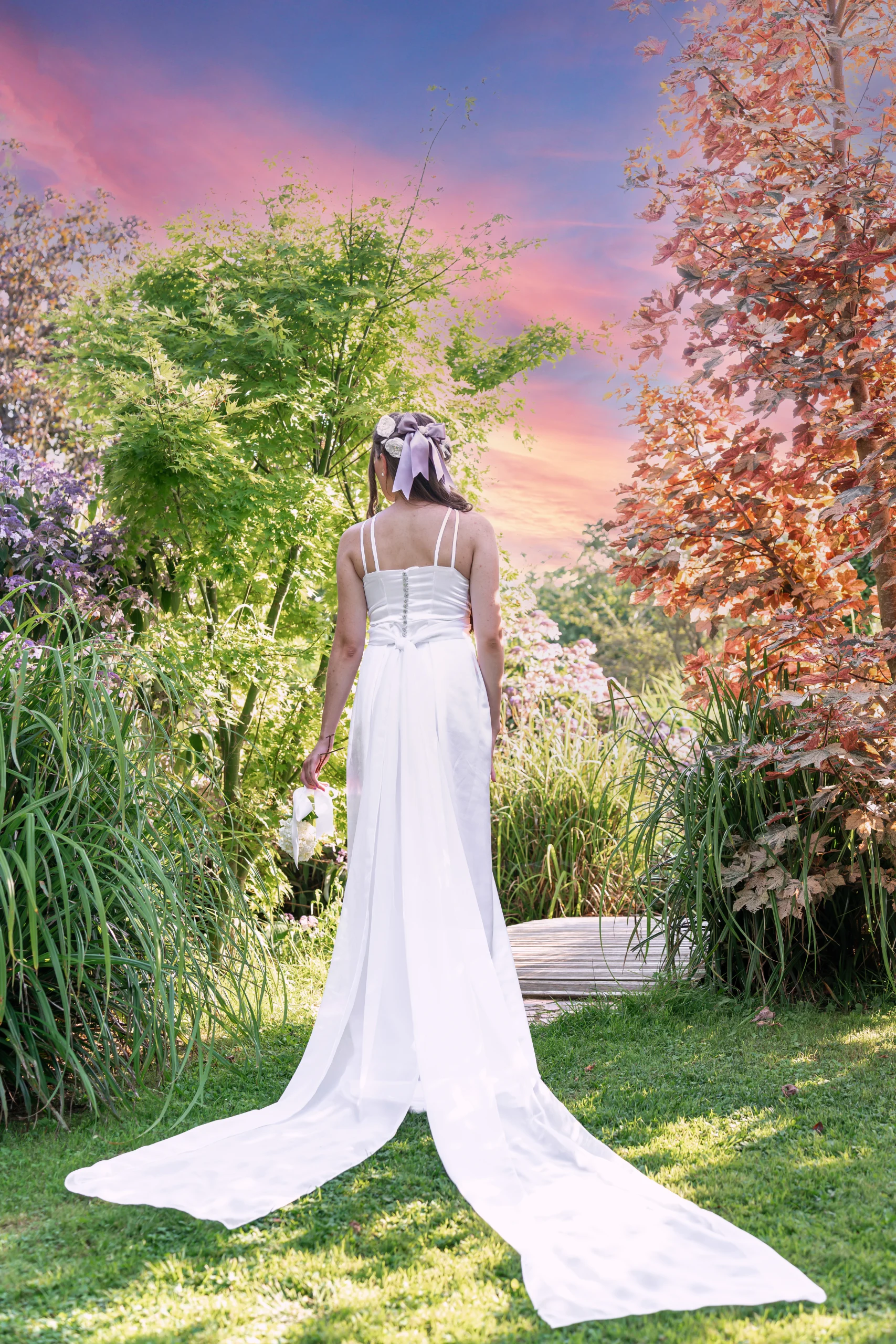 robe-mariee-made-in-france-vintage-romantique-art-nouveau robe de mariée vintage romantique art nouveau satin blanc made in france