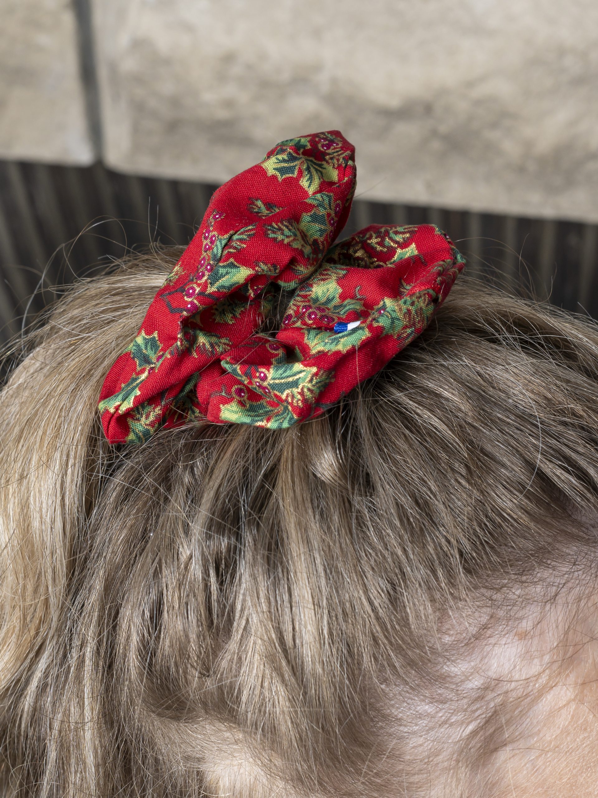 chouchou cheveux made in france imprimé houx Noël