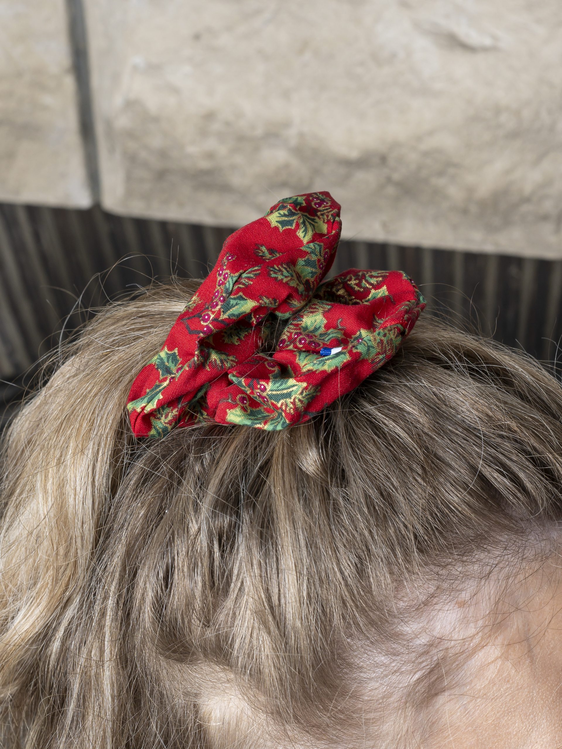 chouchou cheveux made in france imprimé houx Noël