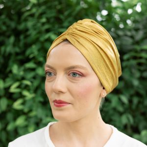 Turban Chimio Synthétique Blond Doré Méché – Modèle Xena, Taille Large, Neuf Avec étiquettes