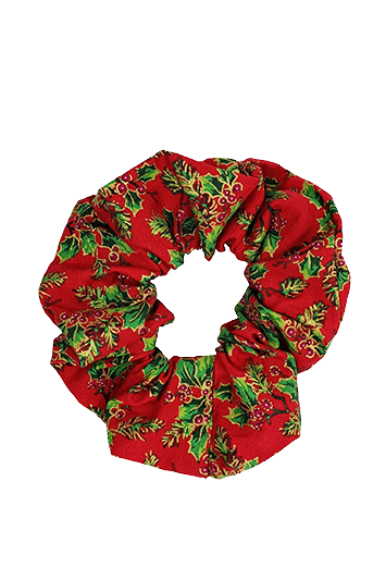 red Christmas hair scrunchie made in France