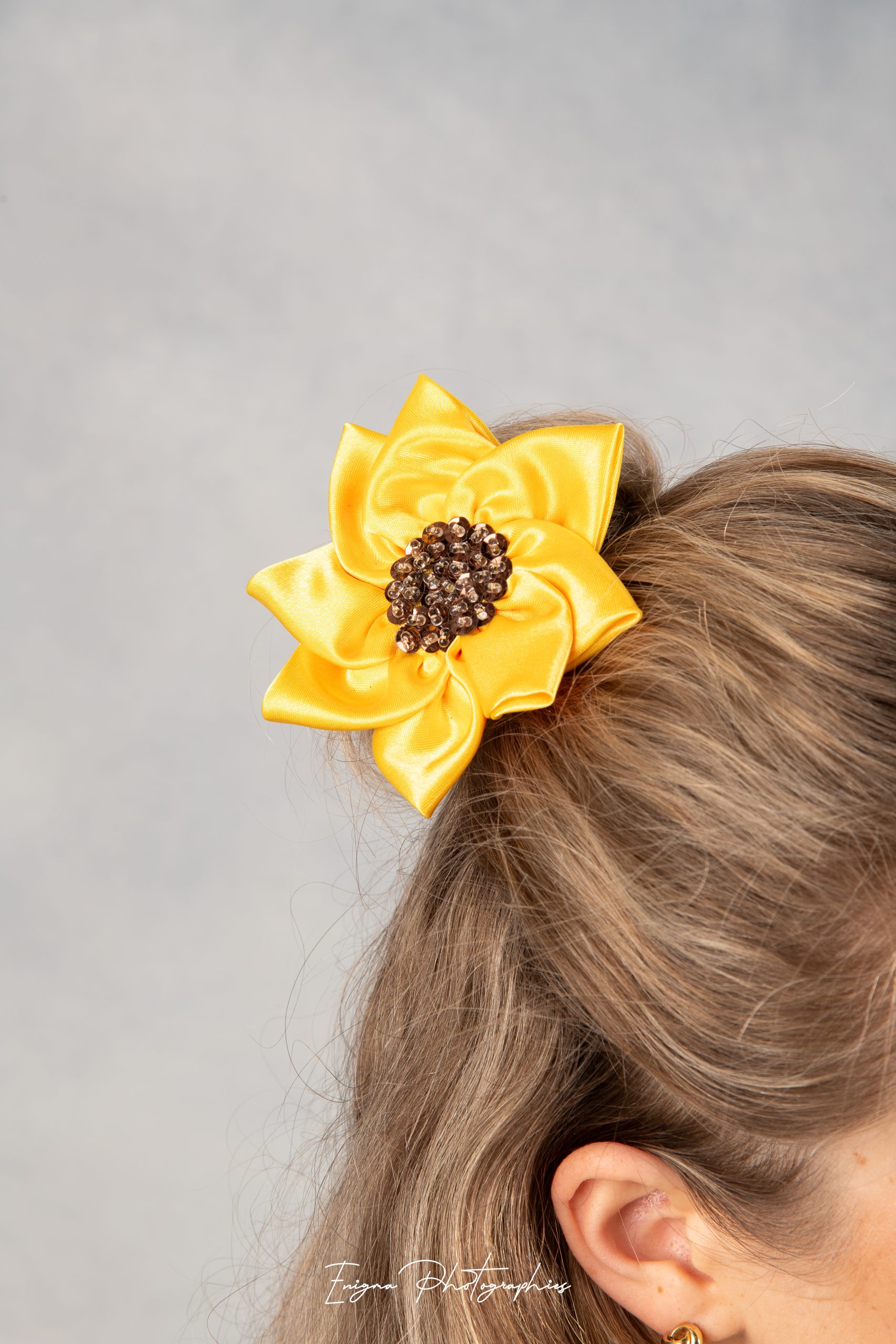accessoire cheveux fleur tournesol made in france fait main haute couture