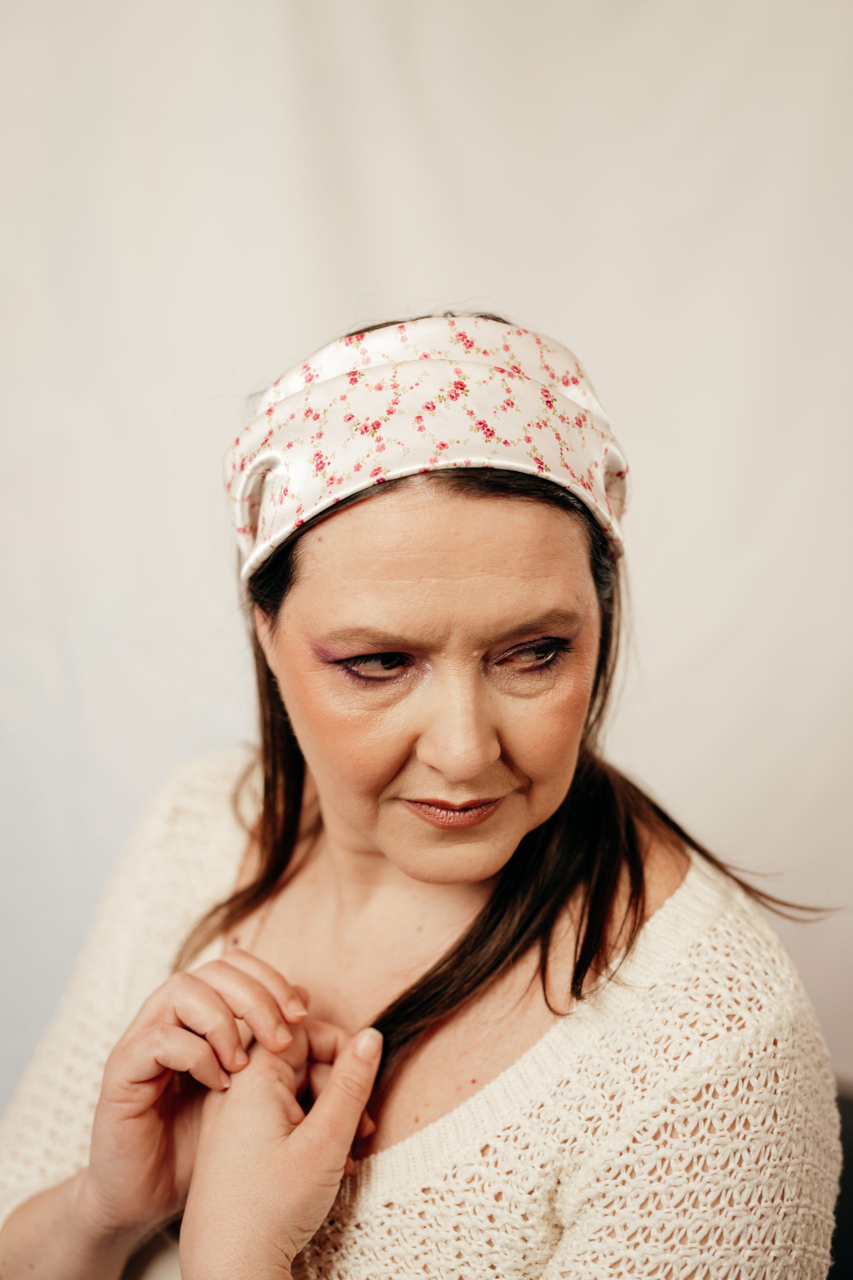 bandeau cheveux fait main made in france satin fleurs