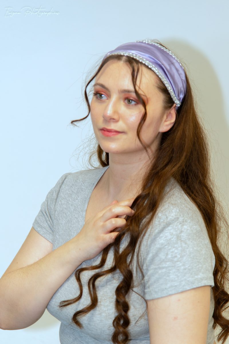 bandeau cheveux fait main made in france satin mauve