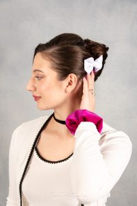 chouchou cheveux made in france velours fuchsia paillettes