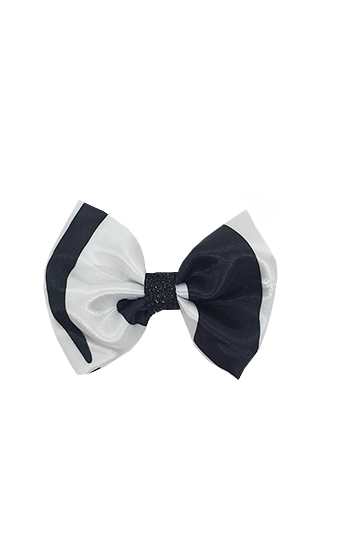 noeud papillon made in France en satin noir et blanc pour chien