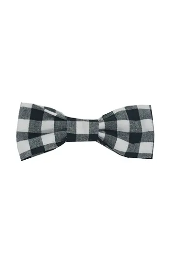 noeud papillon pour chien made in france en vichy à grands carreaux noirs et blancs