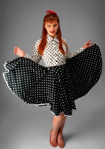 chemisier made in france pour femme blanc à pois noirs
