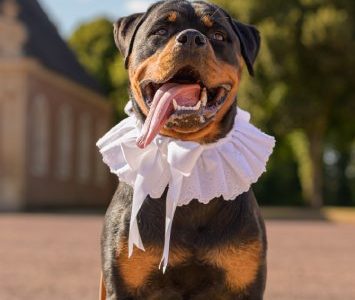 col amovible pour chienne Made in France en broderie anglaise